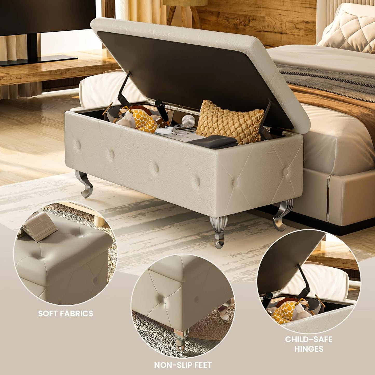 DKLGG Modern Storage Ottoman - Ideal for Bedroom Organization and Comfort