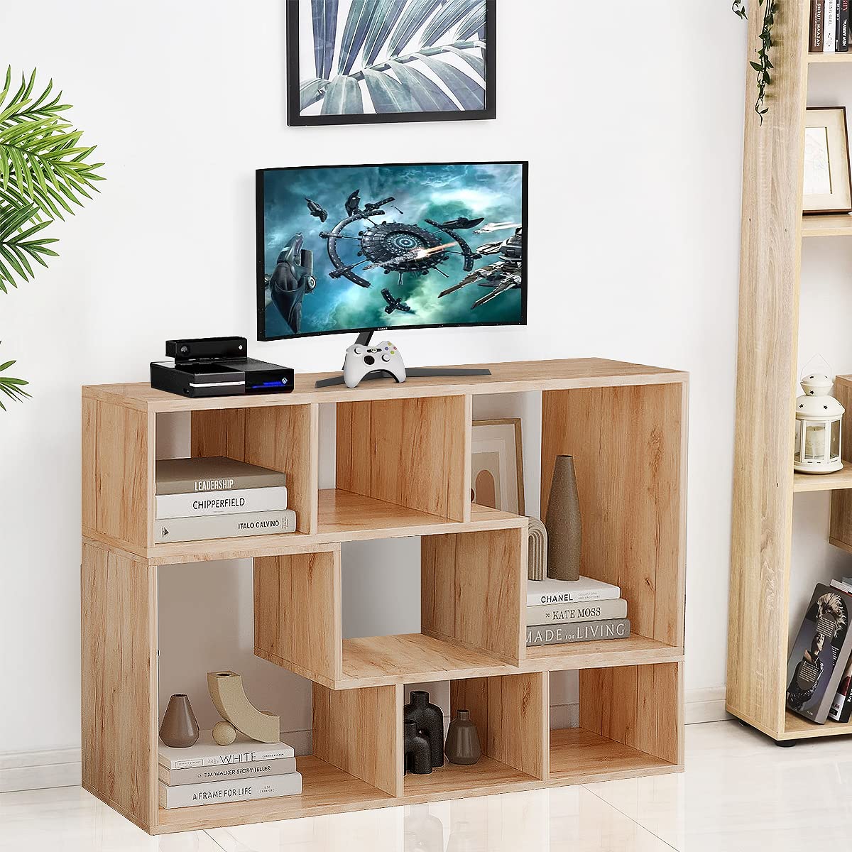 DKLGG L-Shaped TV Cabinet - 2-Tier Cube Bookcase for Books and Decor