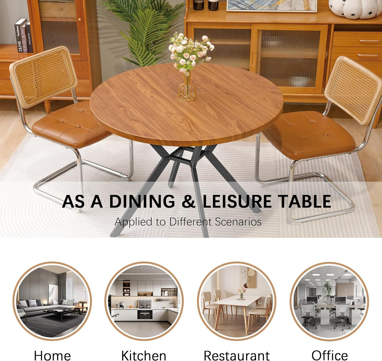 DKLGG Modern Round Kitchen Table - 39-Inch Mid-Century Dining Table for Elegant Decor