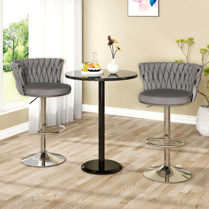 DKLGG Elegant Velvet Barstool Set - 4 Swivel Counter Height Stools for Comfort and Style