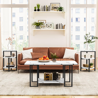 DKLGG 3-Piece Coffee Table Set - Stylish Rectangular Table with Two Matching Accent Tables