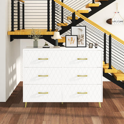 DKLGG 6 Drawer Dresser, White Dresser for Bedroom - Modern Minimalist Design