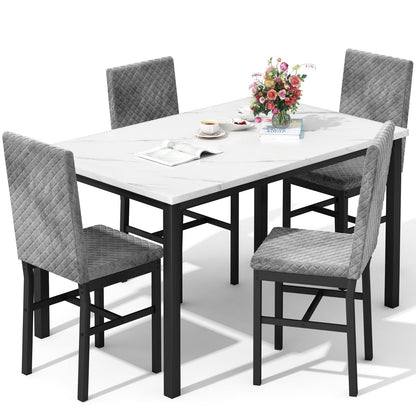 DKLGG Faux Marble Kitchen Set of 4 - Stylish Dining Table and Chairs for Modern Homes