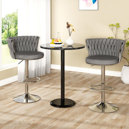 DKLGG Elegant Velvet Barstool Set - 4 Swivel Counter Height Stools for Comfort and Style