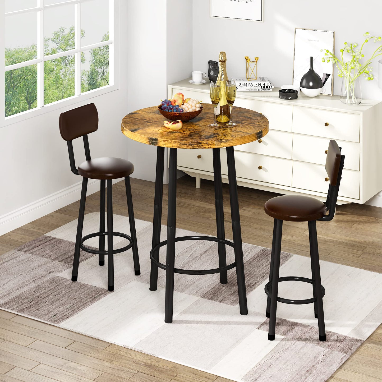 DKLGG 3-Piece Pub Dining Set - Stylish Bar Table with Versatile Chairs for Any Space