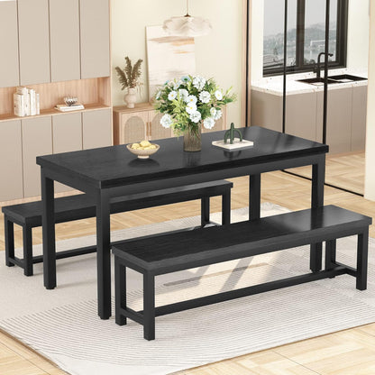 DKLGG Elegant Beige Dining Set - Spacious Kitchen Table with Two Benches for Cozy Family Dining