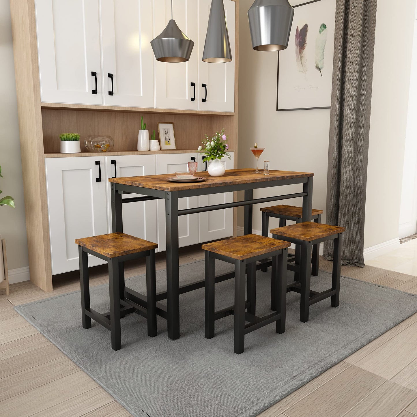 DKLGG 5-Piece Bar Height Dining Set - Perfect for Entertaining and Casual Meals