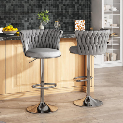 DKLGG Elegant Velvet Barstool Set - 4 Swivel Counter Height Stools for Comfort and Style