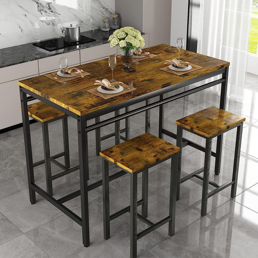 DKLGG 5-Piece Bar Height Dining Set - Perfect for Entertaining and Casual Meals