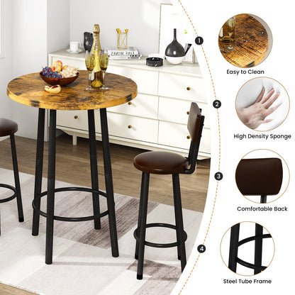 DKLGG 3-Piece Pub Dining Set - Stylish Bar Table with Versatile Chairs for Any Space