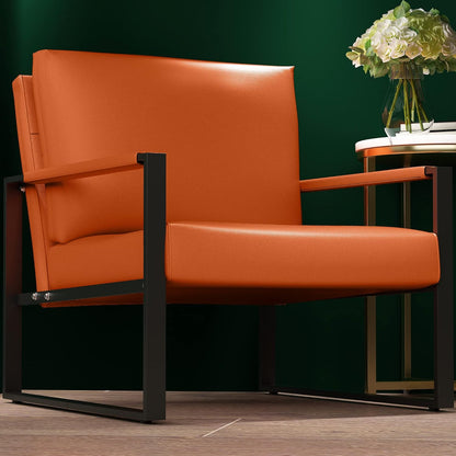 DKLGG Orange Leather Armchair - Oversized Comfort for Your Living Space with a Bold Look