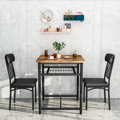 DKLGG 3-Piece Wooden Dining Table Set for Small Spaces, Compact Kitchen Table & Chairs