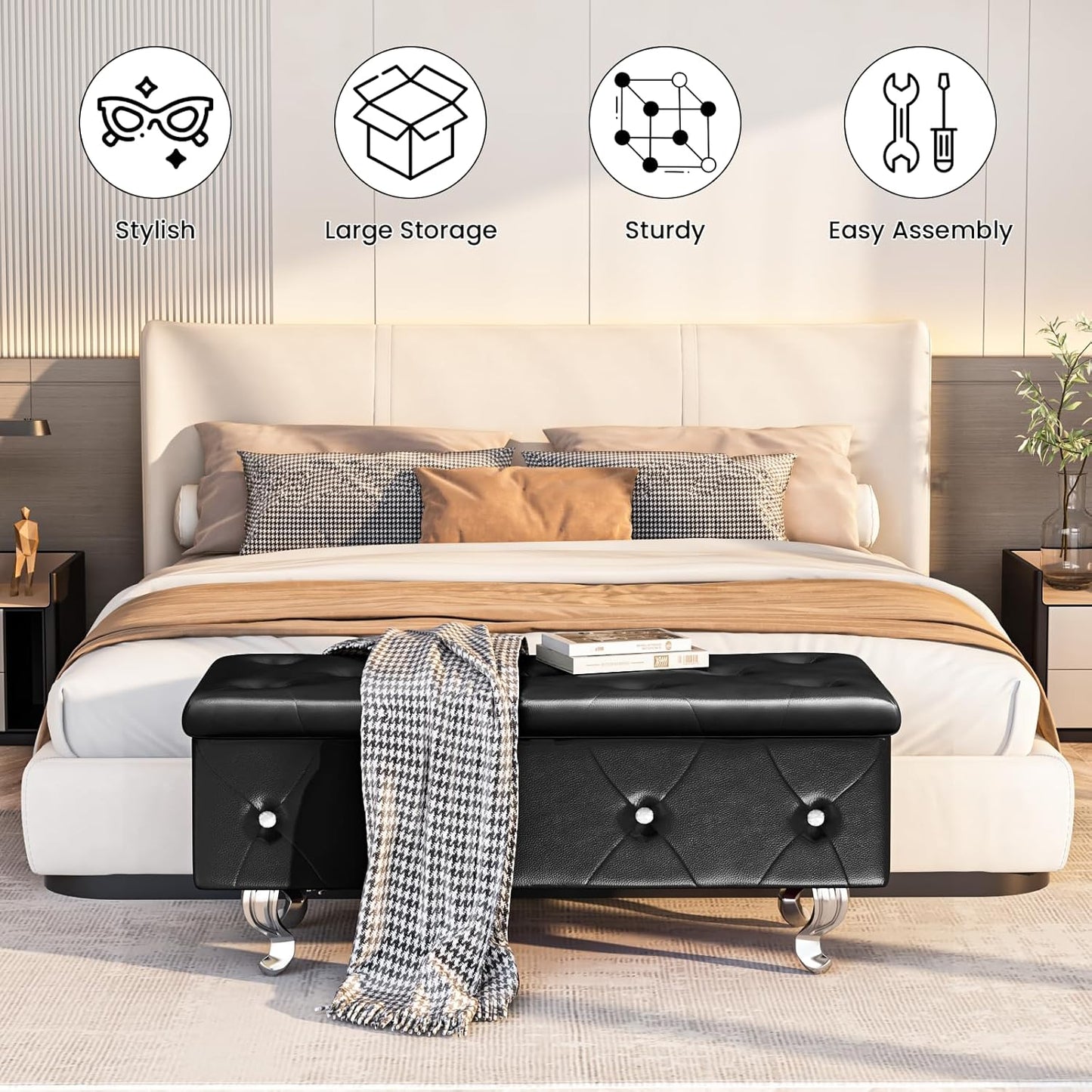 DKLGG Modern Storage Ottoman - Ideal for Bedroom Organization and Comfort