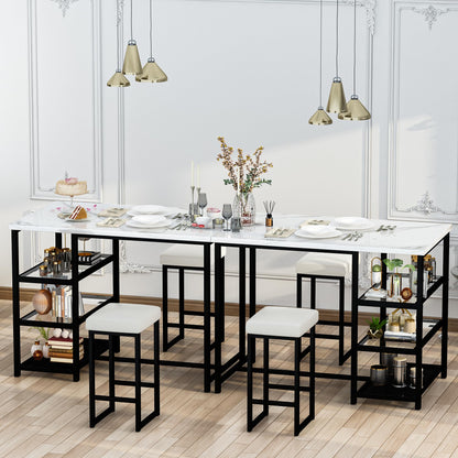 DKLGG Elegant Bar Table Set of 2 - Space-Saving Faux Marble Dining Table with Convenient Storage