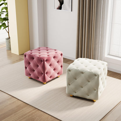 DKLGG Elegant Square Velvet Ottoman - Modern Design with Button Accent for Any Space