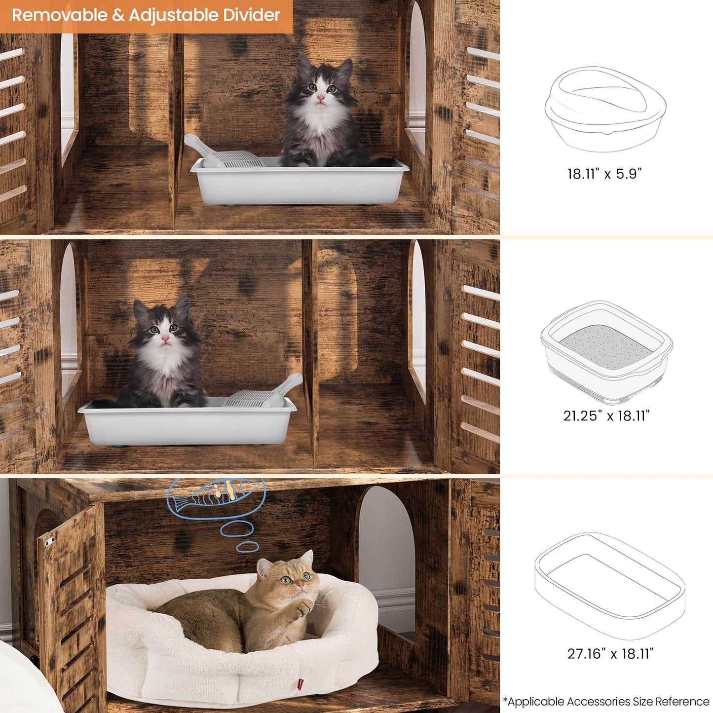 DKLGG Soft Perch Large Wooden Cat House with Litter Pan - Cozy Retreat for Your Feline Friend