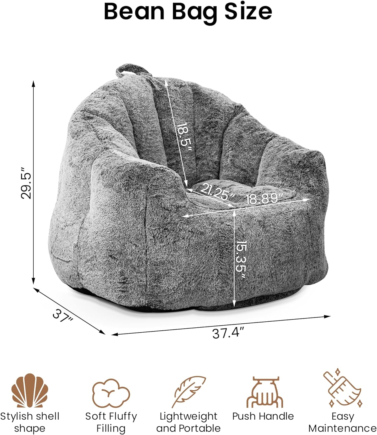 DKLGG Large Bean Bag Chair with Luxurious Padding - Perfect for Lazy Days in the Living Room