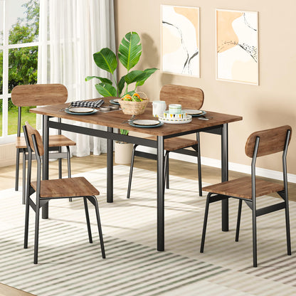 DKLGG 5-Piece Kitchen Table Set - Modern Rectangular Table for 4 with Elegant Oval Shape