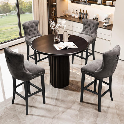 DKLGG Light Gray Velvet Barstool Set - 2 Comfortable Chairs for Chic Interiors