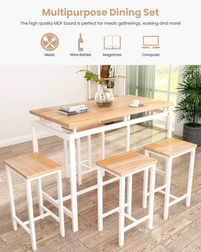 DKLGG Modern 3-Piece Industrial Bar Set for 2 - Stylish Table with Integrated Storage Solutions