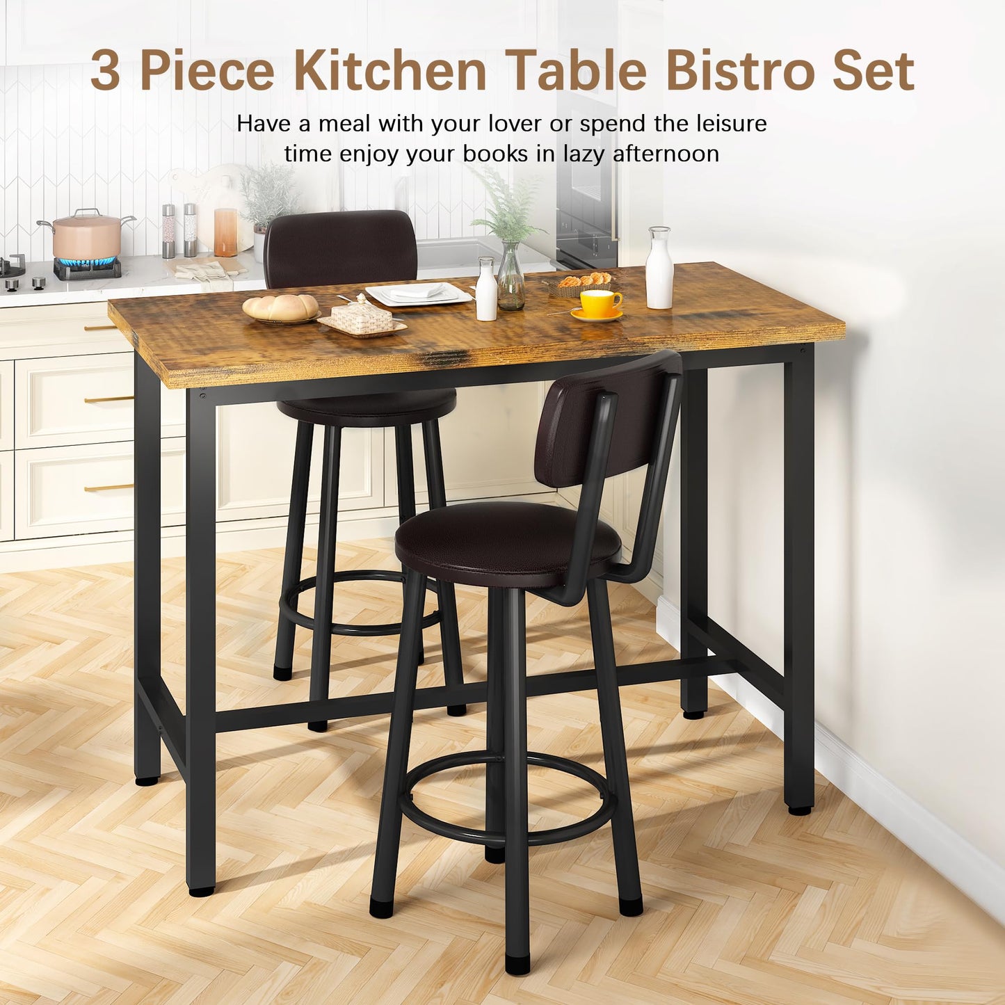 DKLGG 3-Piece Pub Dining Set - Stylish Bar Table with Versatile Chairs for Any Space