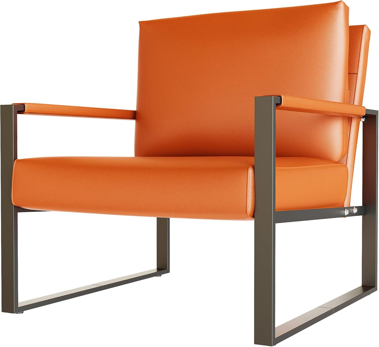 DKLGG Orange Leather Armchair - Oversized Comfort for Your Living Space with a Bold Look