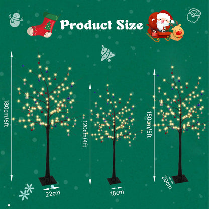 DKLGG 3-Piece LED Lighted Birch Tree Set - 4ft, 5ft, 6ft Christmas Decoration