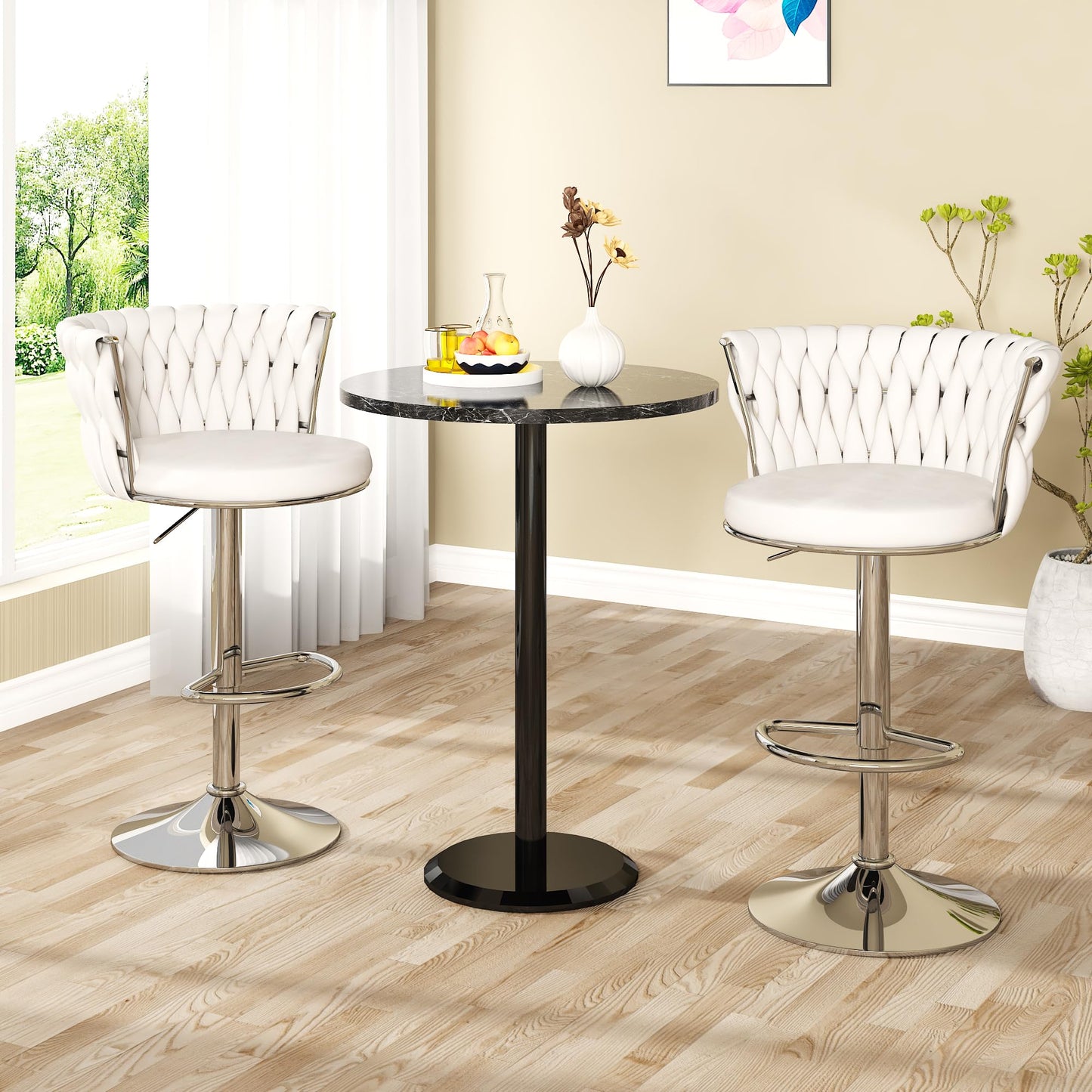 DKLGG Elegant Velvet Barstool Set - 4 Swivel Counter Height Stools for Comfort and Style