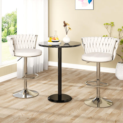 DKLGG Elegant Velvet Barstool Set - 4 Swivel Counter Height Stools for Comfort and Style