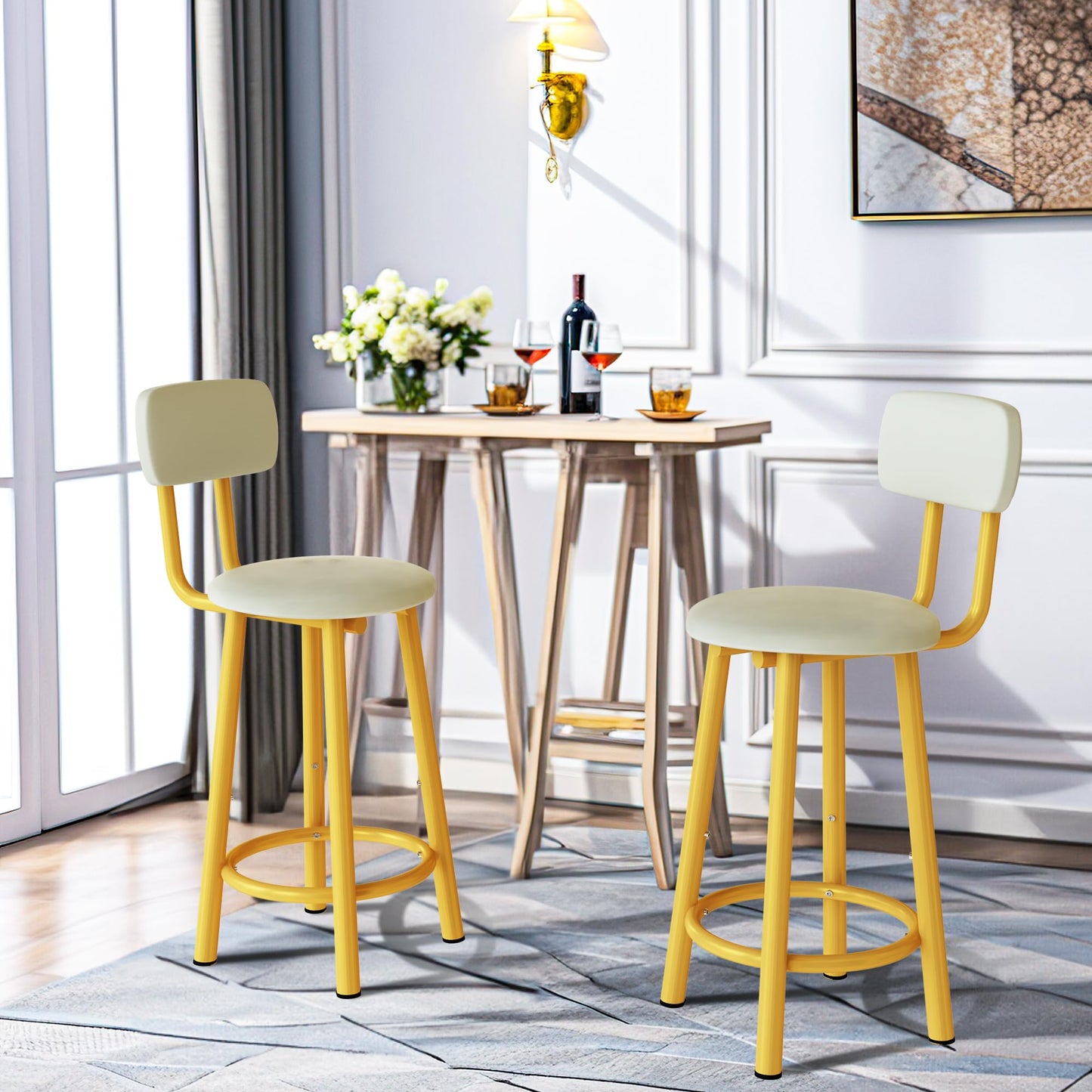 DKLGG Modern Barstool Set of 2 - Stylish Gold Design for Trendy Spaces