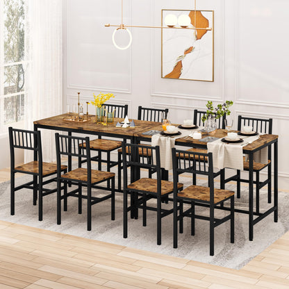 DKLGG 4-Piece Dining Table Set for 4 - Rustic Brown Table with Built-In Storage Shelves