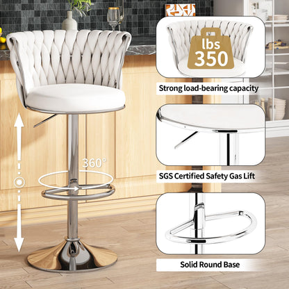 DKLGG Elegant Velvet Barstool Set - 4 Swivel Counter Height Stools for Comfort and Style