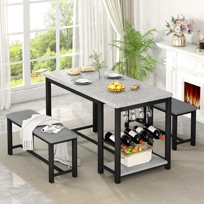 DKLGG Dining Room Table Set for 2-4 - Elegant Design with Wine Rack and Storage