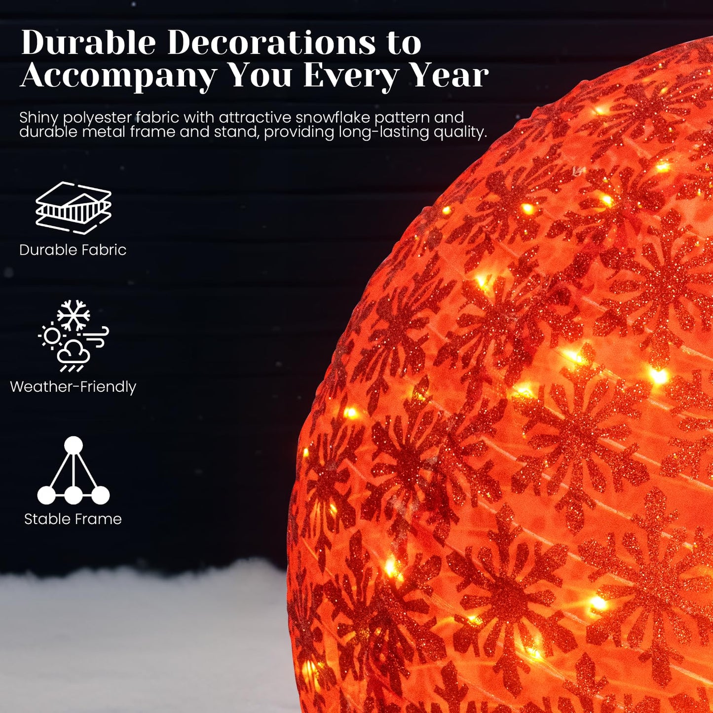 DKLGG 2PCS Outdoor Christmas Ornament Set – Lighted Holiday Balls with 200 LED Lights, Red & Green Xmas Decor