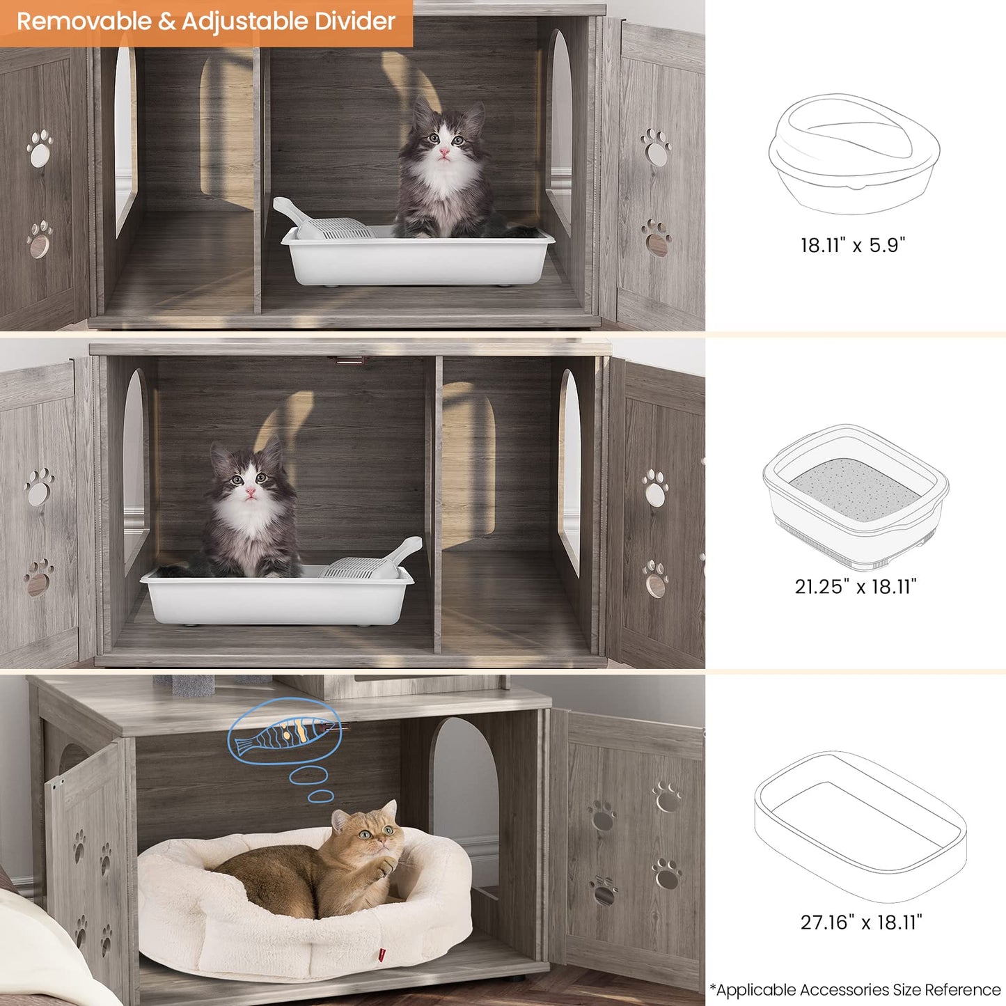 DKLGG Soft Perch Large Wooden Cat House with Litter Pan - Cozy Retreat for Your Feline Friend