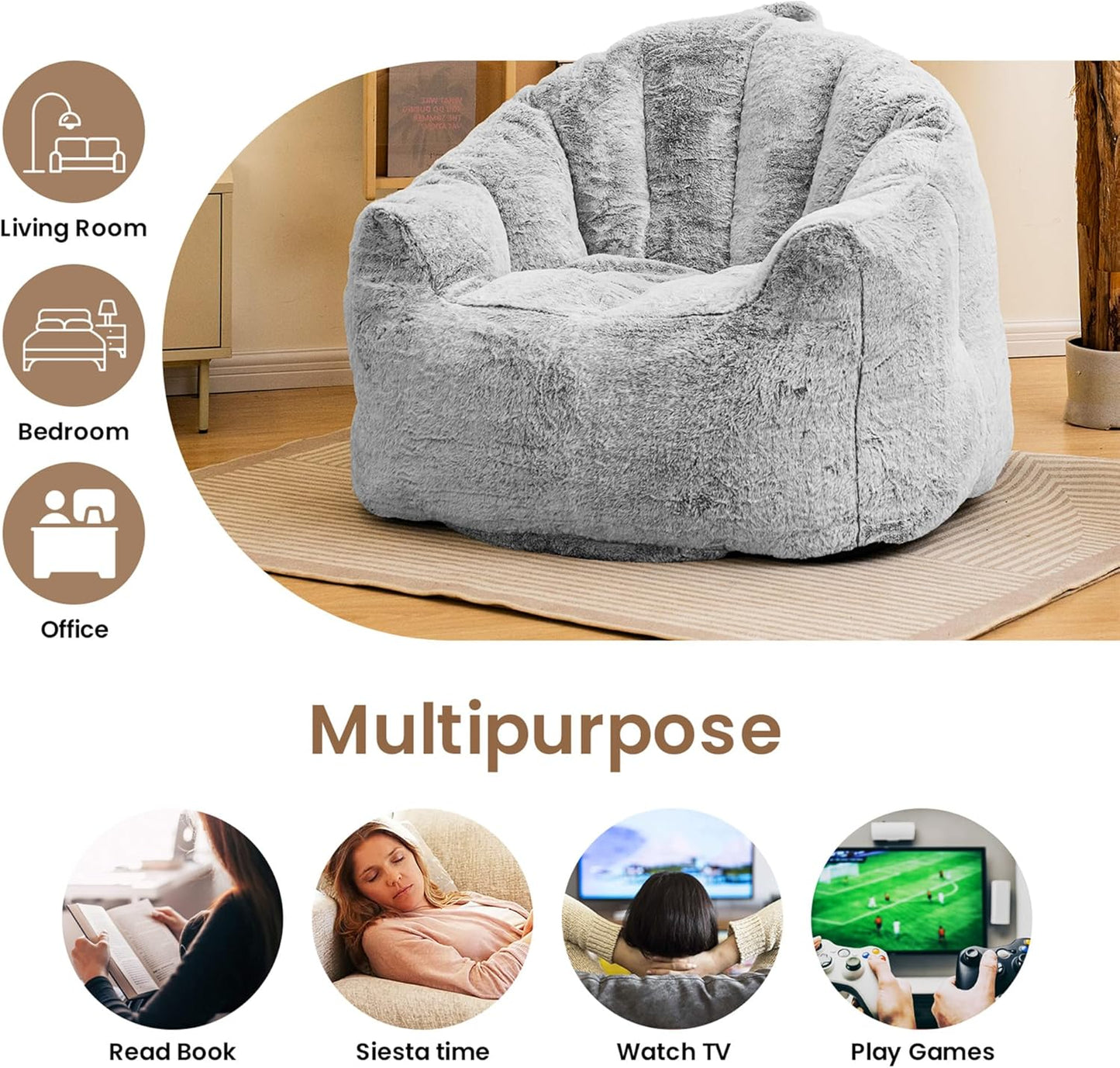 DKLGG Large Bean Bag Chair with Luxurious Padding - Perfect for Lazy Days in the Living Room