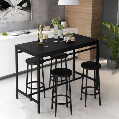 DKLGG 4-Person Bar Dining Set, 47-Inch, Black - Modern Home Dining Option