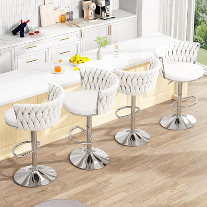 DKLGG Elegant Velvet Barstool Set - 4 Swivel Counter Height Stools for Comfort and Style