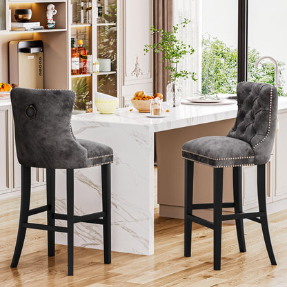 DKLGG Elegant 27” Velvet High Bar Stools - Set of 4 for Kitchen Islands and Bars