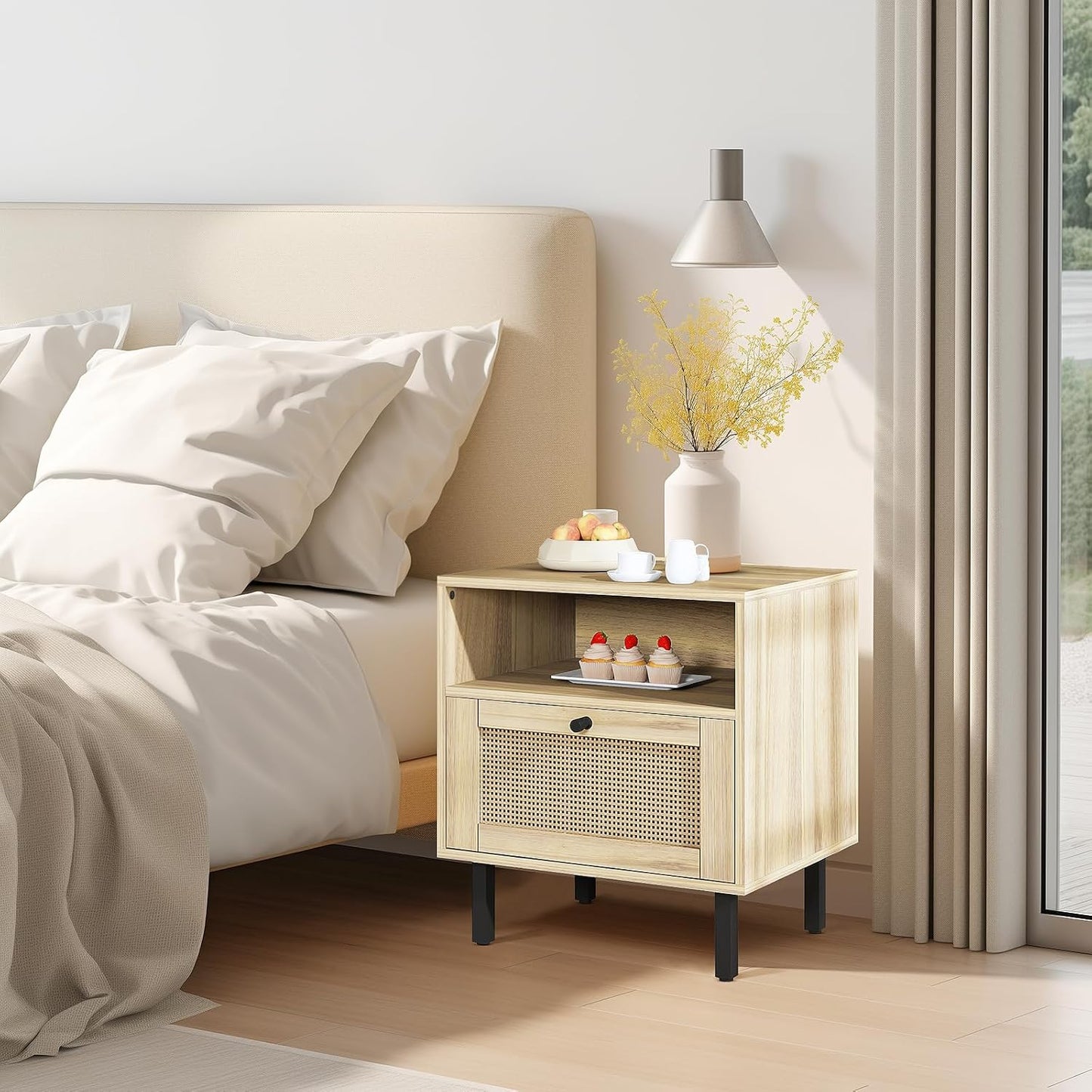 DKLGG Modern Oak Nightstand Set of 2 - Perfect for Adding Style to Your Bedroom