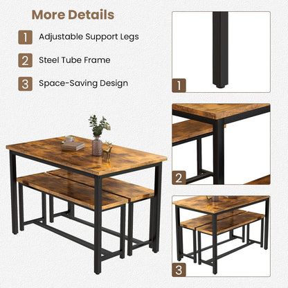 DKLGG Modern 3-Piece Industrial Bar Set for 2 - Stylish Table with Integrated Storage Solutions