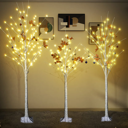 DKLGG 3-Piece LED Lighted Birch Tree Set - 4ft, 5ft, 6ft Christmas Decoration