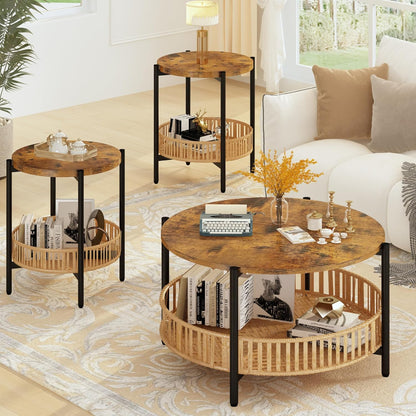 DKLGG Stylish 3-Piece Living Room Coffee Table Set - Includes Convenient Storage Shelf