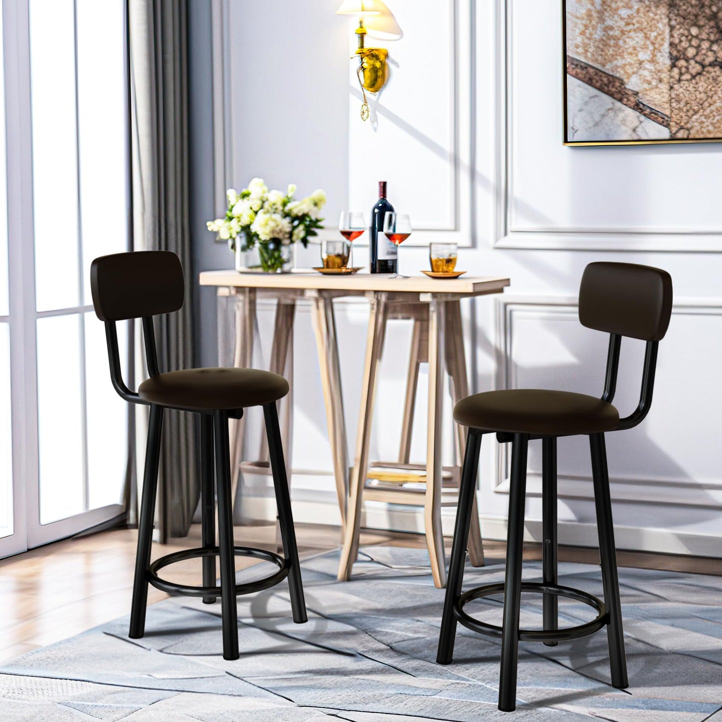 DKLGG Modern Barstool Set of 2 - Stylish Gold Design for Trendy Spaces