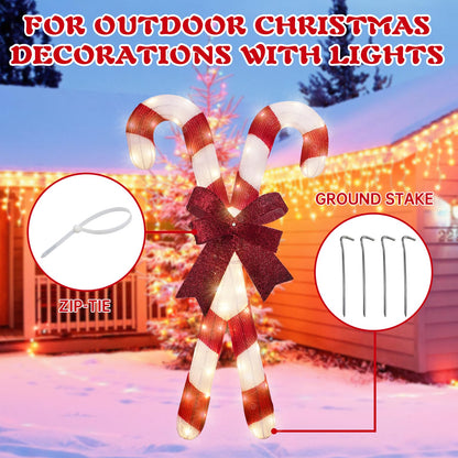 DKLGG Lighted Candy Cane Christmas Yard Decoration - 36" Red & White Outdoor Holiday Decor with 50 LED Lights