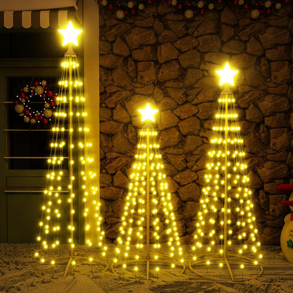 DKLGG Festive 3-Piece LED Christmas Tree Set - Warm White Lights & 8 Modes for Holiday Magic