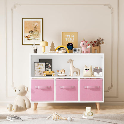 DKLGG Pink Toy Organizer - 3 Drawer Design for Playroom and Book Storage