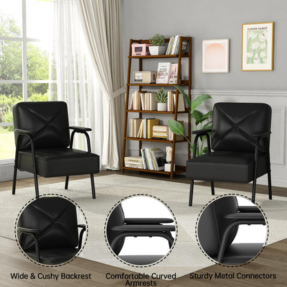 DKLGG Black Mid-Century Modern Side Chair Set of 2 - Comfortable Chairs with Upholstered Arms