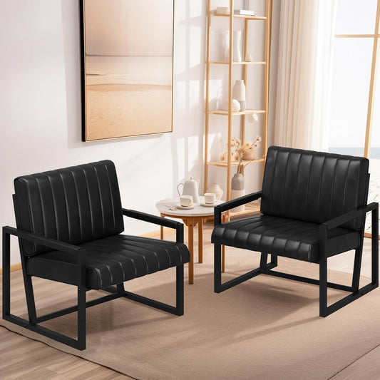 DKLGG Set of 2 Mid-Century Modern Armchairs - Elegant Black Chairs for Any Room