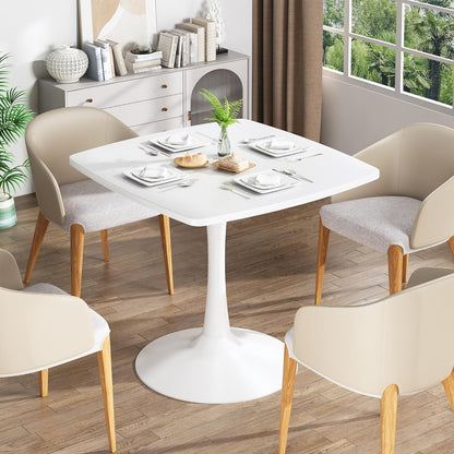 DKLGG 32-Inch White Mid-Century Modern Tulip Dining Table - Round Kitchen Table with Sturdy Base